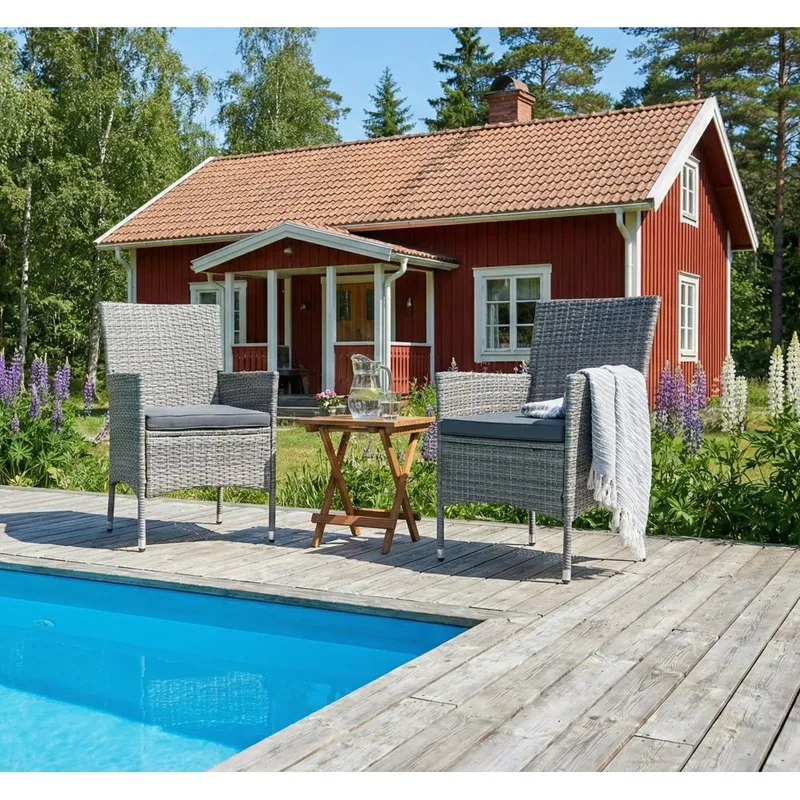 2-pack Matstol i konstrotting | Grå | Dynor ingår — outl1.se