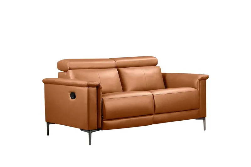 2-sitssoffa Lund Cognac, PU, Manuell vilstol - Cognac, PU, Manuell vilstol — Loft24
