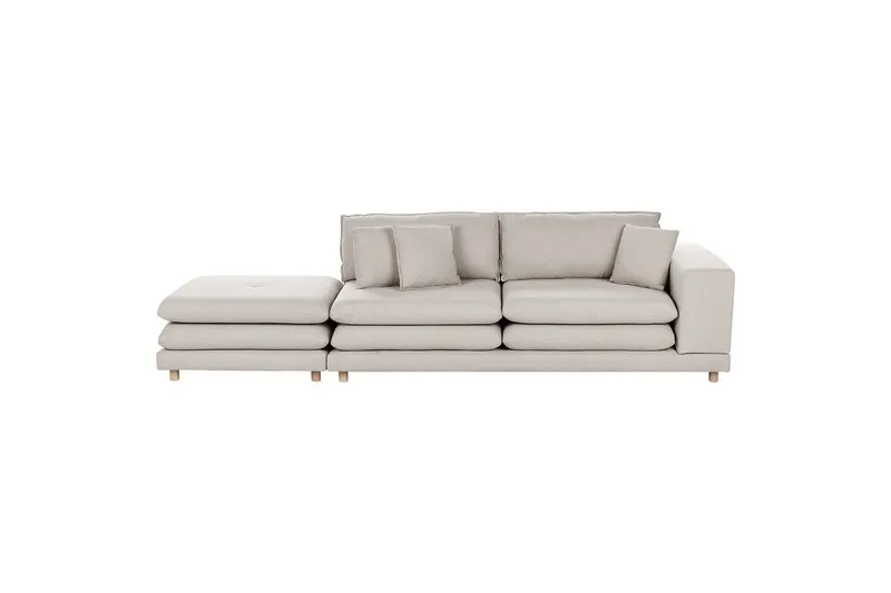 2-sitssoffa med fotpall Heden Beige/ljust trä - Beige/ljust trä — Beige/ljust trä