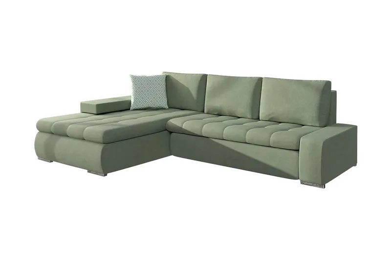 3-sits Hörnbäddsoffa Cerys Mini - Läder/Grön — Läder/Grön