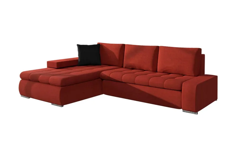 3-sits Hörnbäddsoffa Cerys Mini - Läder/Röd — Läder/Röd