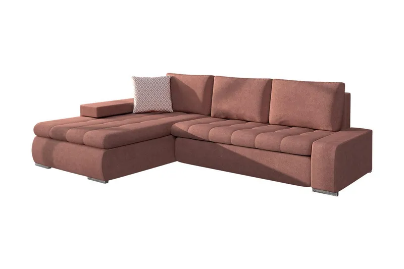 3-sits Hörnbäddsoffa Cerys Mini - Läder/Rosa — Läder/Rosa