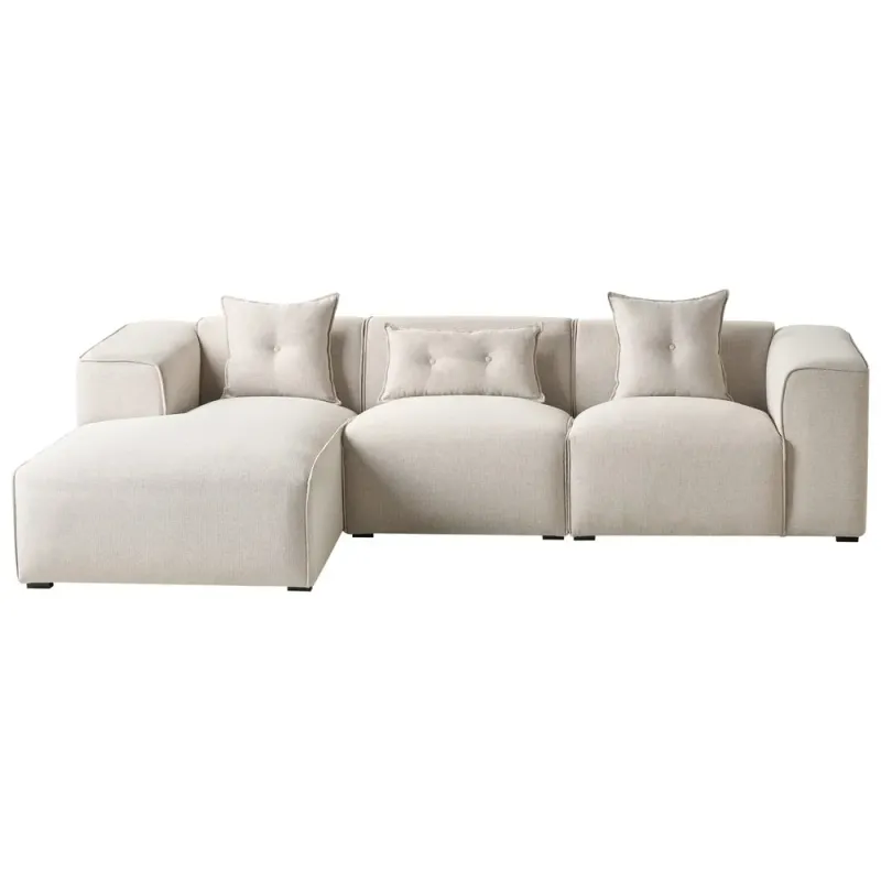3-sits soffa Dolva - Beige, svart/Högervänd/Polyester — Beige, svart/Högervänd/Polyester