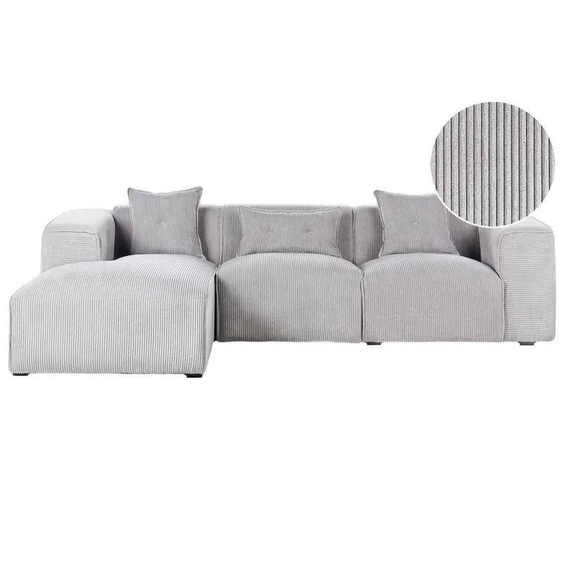 3-sits soffa Dolva - Grå, svart/Högervänd/Manchestertyg — Grå, svart/Högervänd/Manchestertyg