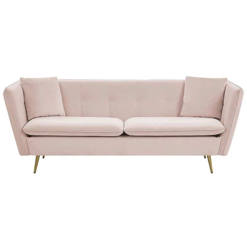 3-sits soffa Frederica - Rosa, guld/Sammet — Rosa, guld/Sammet