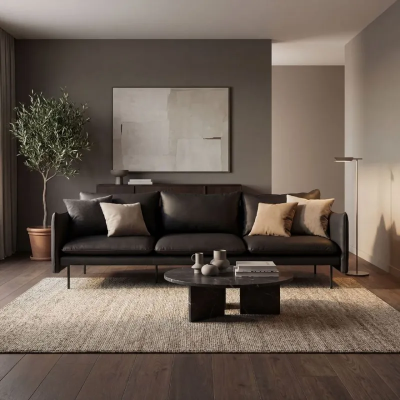 3-sits soffa  Svart microfiber | Modern och bekväm soffa i mattsvart design — outl1.se