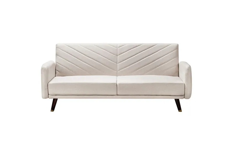 3-sitssoffa Senja Beige, mörkt trä, guld - Beige, mörkt trä, guld — Beige, mörkt trä, guld