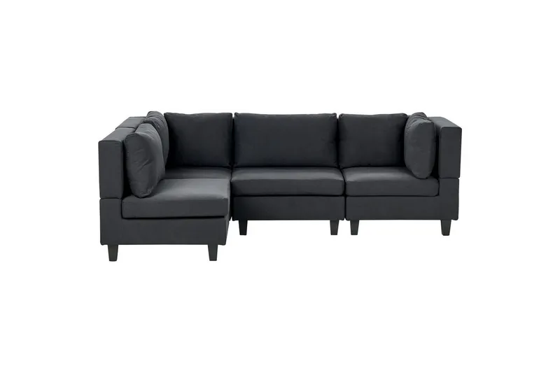 4-sits Hörnsoffa Unstad Svart, Högervänd, Polyester - Svart, Högervänd, Polyester — Svart, Högervänd, Polyester