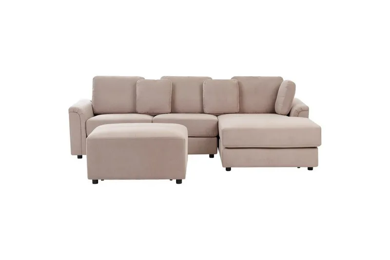 4-sitssoffa Kohlo Taupe/svart, Vänstervänd - Beige — Beige