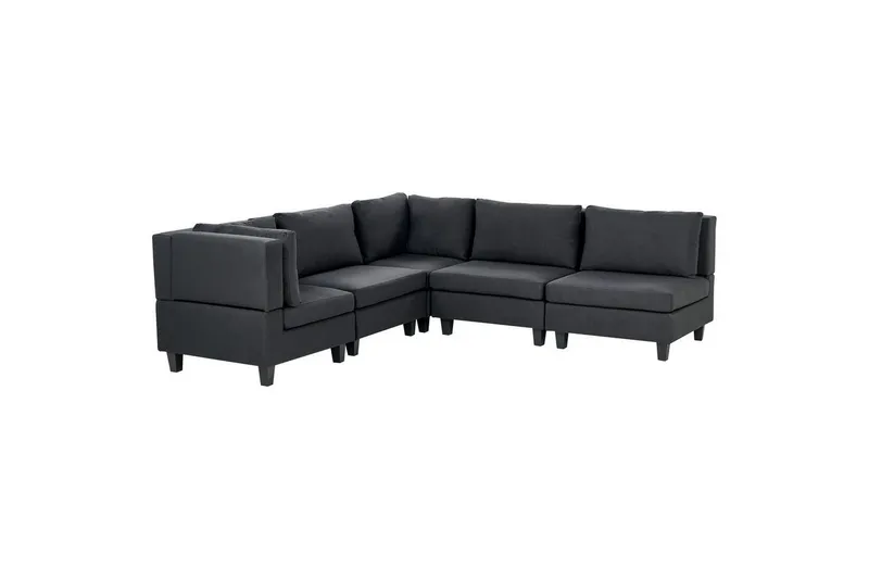 5-sits Hörnsoffa Unstad Svart, Högervänd, Polyester - Svart, Högervänd, Polyester — Svart, Högervänd, Polyester