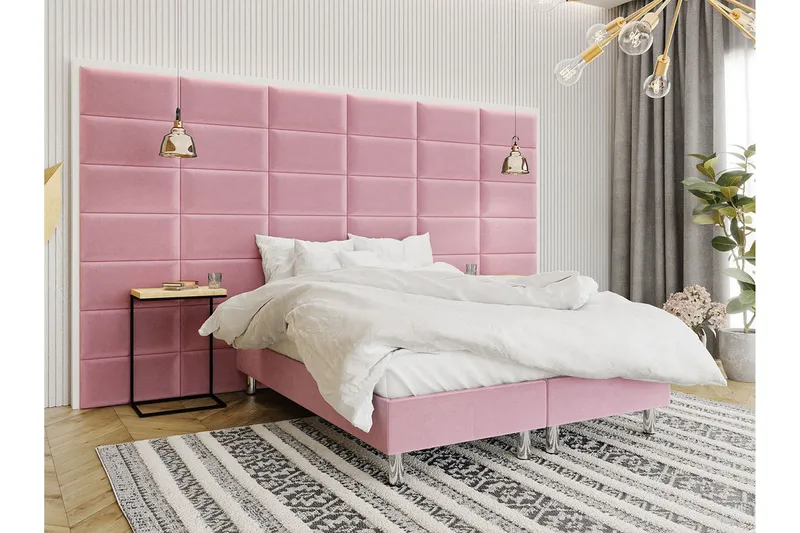 Adeliza Kontinentalsäng 160x200 cm+Panel 60 cm - Rosa — Rosa