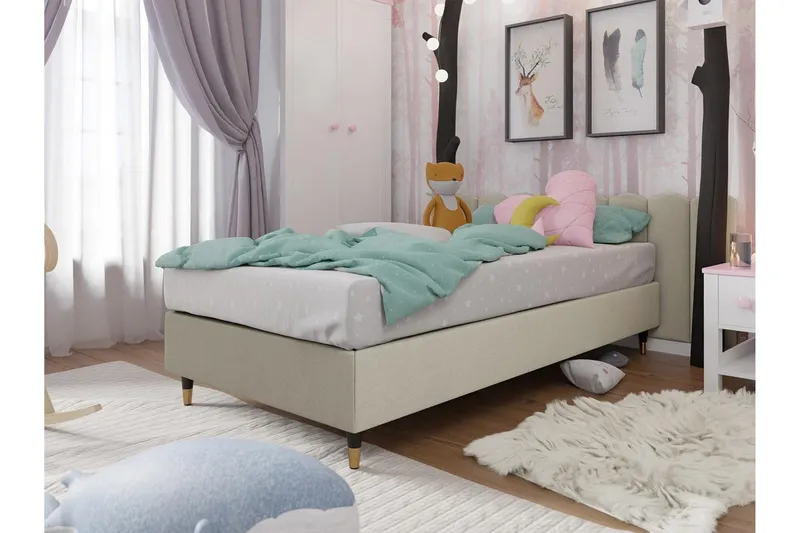 Adeliza Ramsäng 120x200 cm - Sammet/Beige/Trä/Metall — Sammet/Beige/Trä/Metall