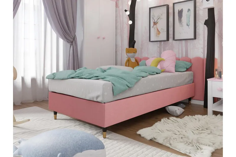 Adeliza Ramsäng 120x200 cm - Sammet/Rosa/Trä/Metall — Sammet/Rosa/Trä/Metall