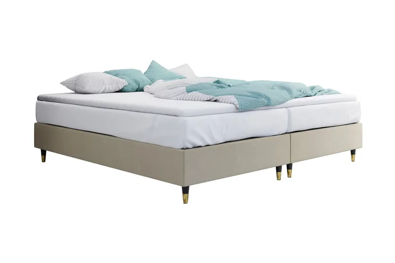 Adeliza Ramsäng 140x200 cm - Sammet/Beige/Trä/Metall — Sammet/Beige/Trä/Metall