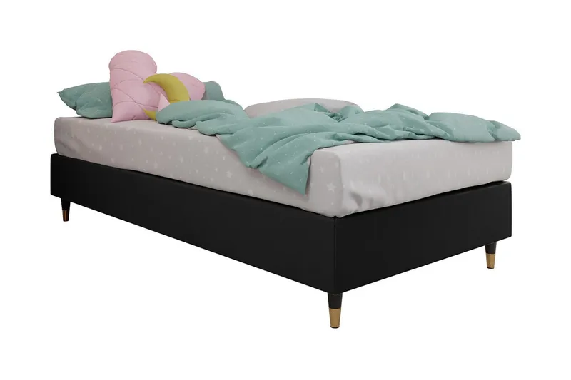 Adeliza Ramsäng 80x200 cm - Konstläder/Svart/Trä/Metall — Konstläder/Svart/Trä/Metall