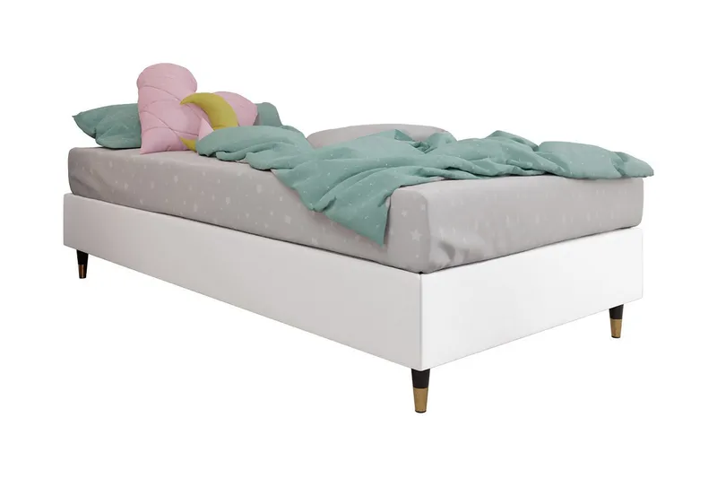 Adeliza Ramsäng 80x200 cm - Konstläder/Vit/Trä/Metall — Konstläder/Vit/Trä/Metall