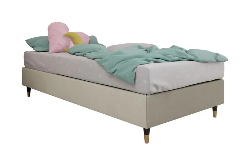 Adeliza Ramsäng 80x200 cm - Sammet/Beige/Trä/Metall — Sammet/Beige/Trä/Metall