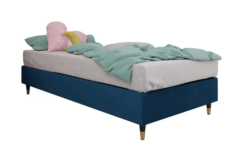 Adeliza Ramsäng 80x200 cm - Sammet/Blå/Trä/Metall — Sammet/Blå/Trä/Metall