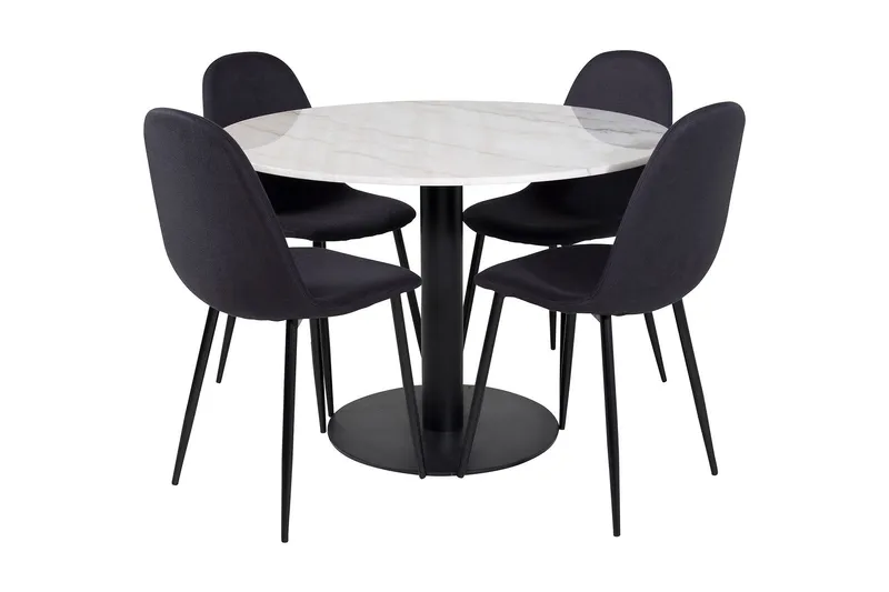 Admira Matgrupp 106 cm Rund inkl 4 Ypas Stolar - Marmor/Vit/Svart (Art.nr 869528) — Venture Home