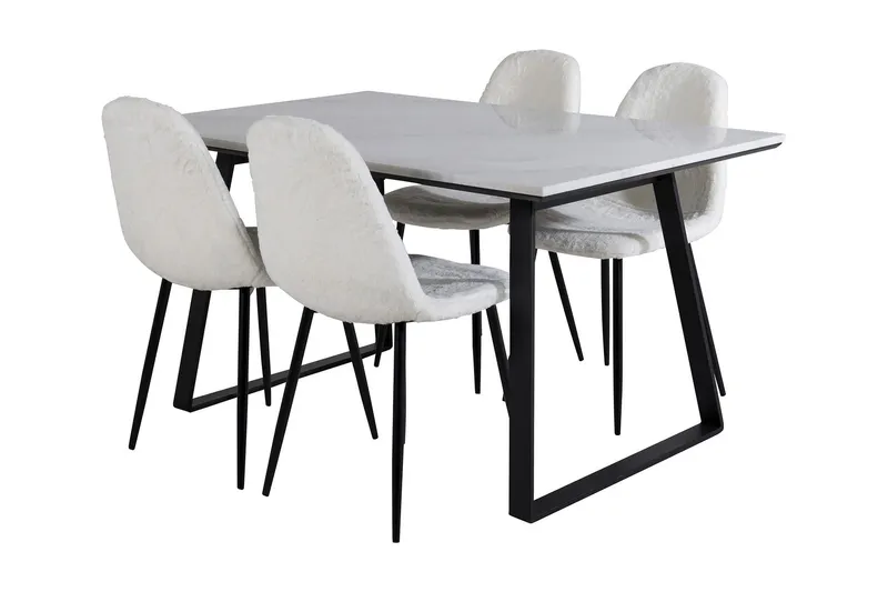 Admira Matgrupp 140 cm inkl 4 Ypas Stolar - Marmor/Vit/Svart (Art.nr 869922) — Venture Home