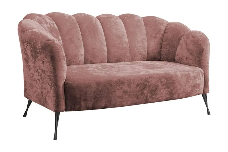 Adrial 2-sits Soffa - Sammet/Rosa/Svart Krom — Sammet/Rosa/Svart Krom