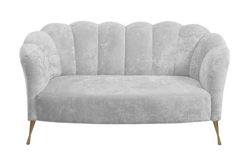 Adrial 2-sits Soffa - Sammet/Vit/Guld — Sammet/Vit/Guld