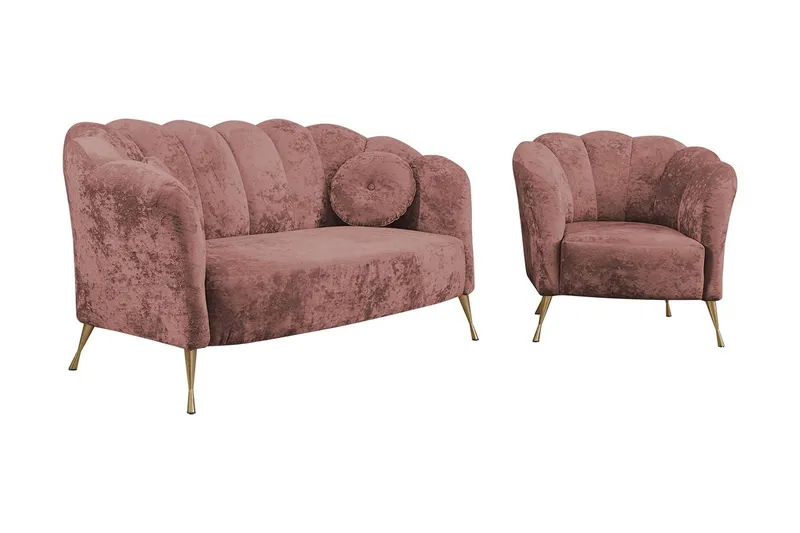 Adrial 3-sits Soffgrupp - Sammet/Rosa — Sammet/Rosa