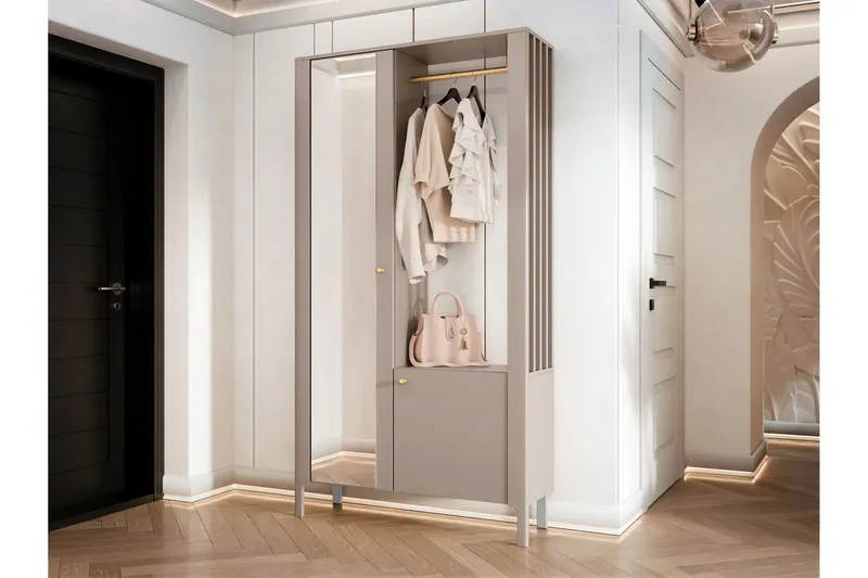 Aggarwal Garderob med Spegel 105x197 cm - Beige — Beige