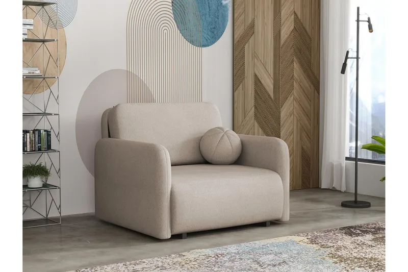 Ajmeri Bäddsoffa 2-sits i Plysch - Beige (Art.nr 3079672) — Beige