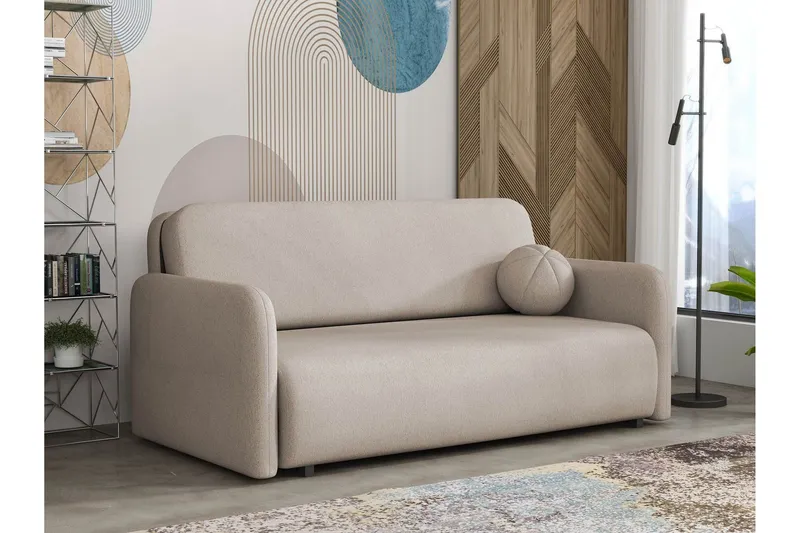 Ajmeri Bäddsoffa 3-sits i Plysch - Beige (Art.nr 3079669) — Beige
