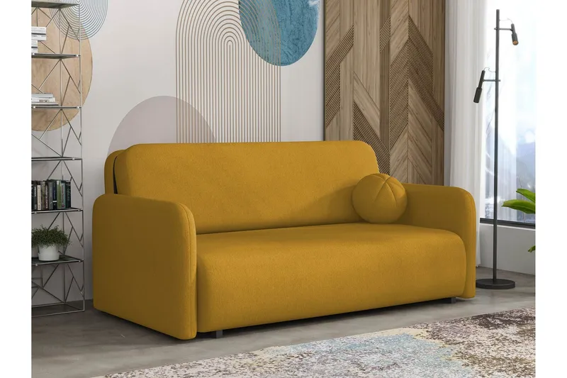 Ajmeri Bäddsoffa 3-sits i Plysch - Gul (Art.nr 3079795) — Gul