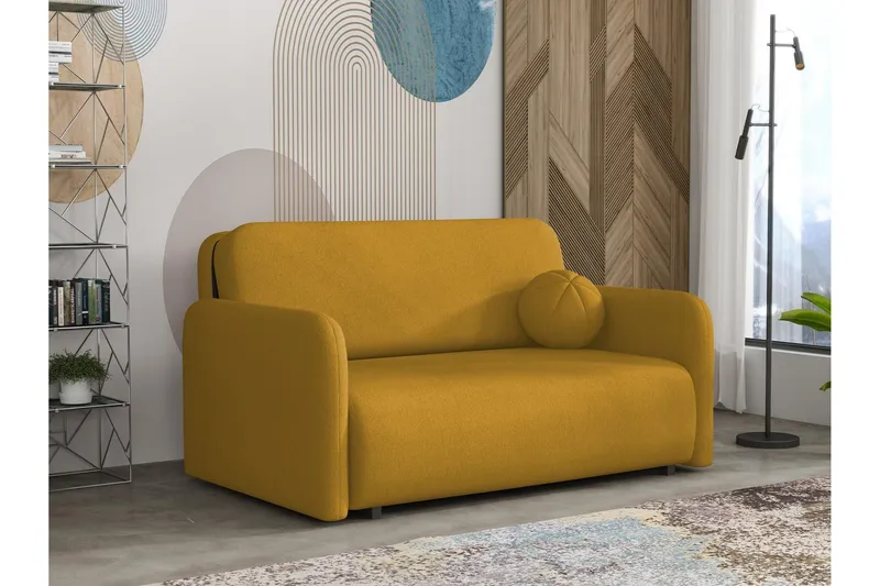 Ajmeri Bäddsoffa 3-sits i Plysch - Gul (Art.nr 3079722) — Gul