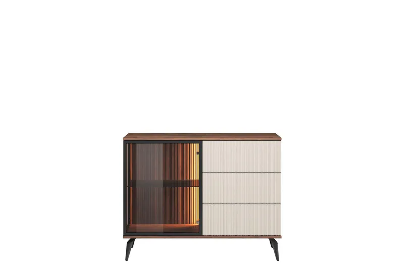 Akinari Byrå 103 cm - Brun/Beige — Brun/Beige