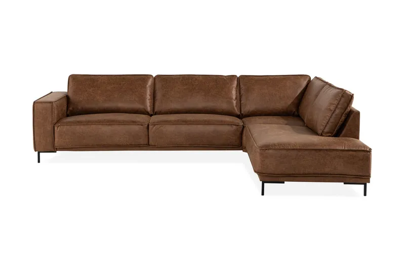 Akron 2,5-sits Soffa med Schäslong Höger läder - Brun — Manor House