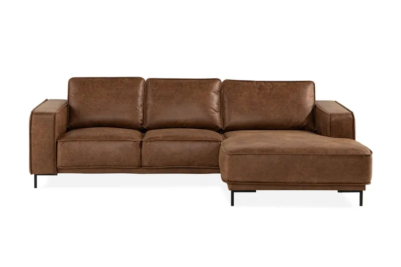 Akron 2-sits Soffa med Divan Höger Bondedläder - Brun — Manor House