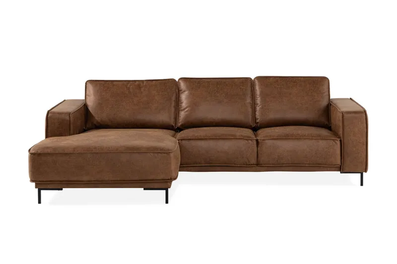 Akron 2-sits Soffa med Divan Vänster Bondedläder - Brun — Manor House