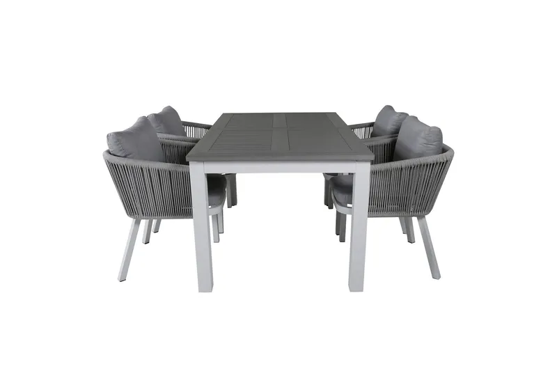Albany Förlängningsbar Matgrupp Utomhus 152cm + 4 Virya Stolar - Grå/Vit — Venture Home