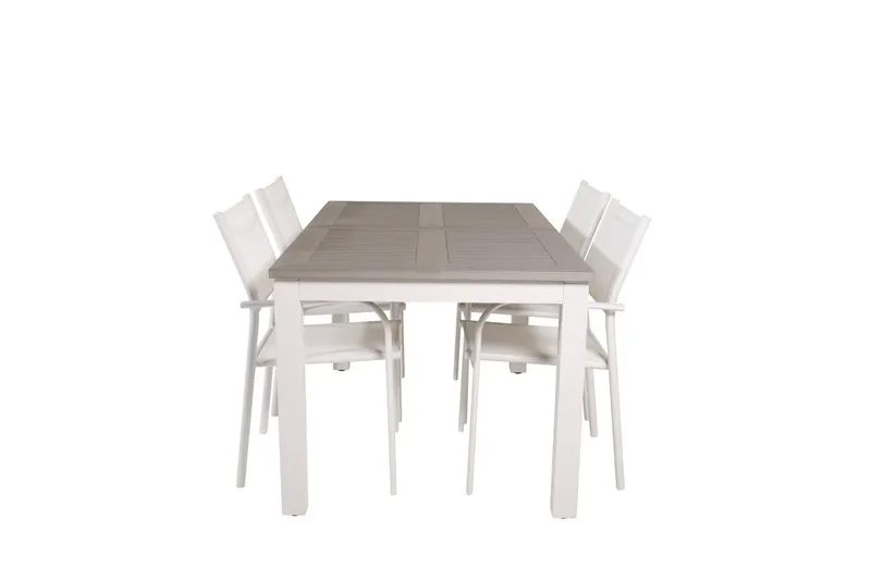 Albany Matgrupp Utomhus 150-210 cm Rektangulär med 4 Santorini Utestolar - Grå — Grå