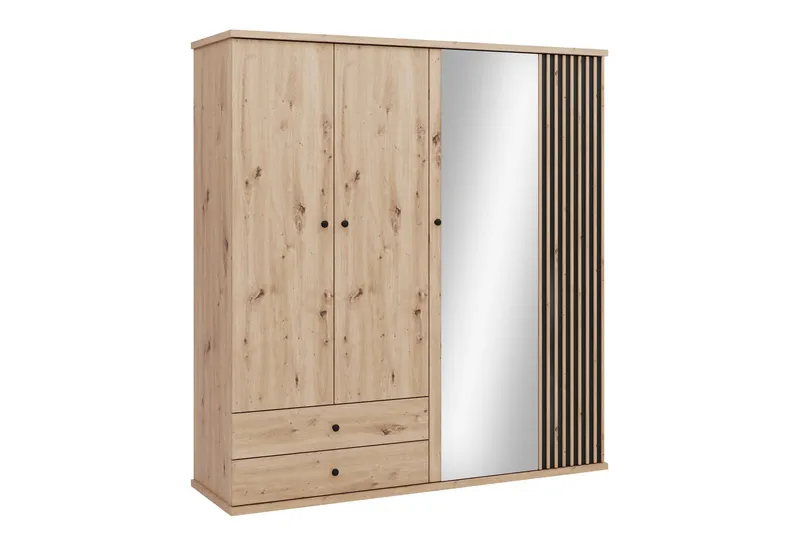 Aldbrough Garderob med Spegel 200x213 cm - Brun/Svart — Brun/Svart