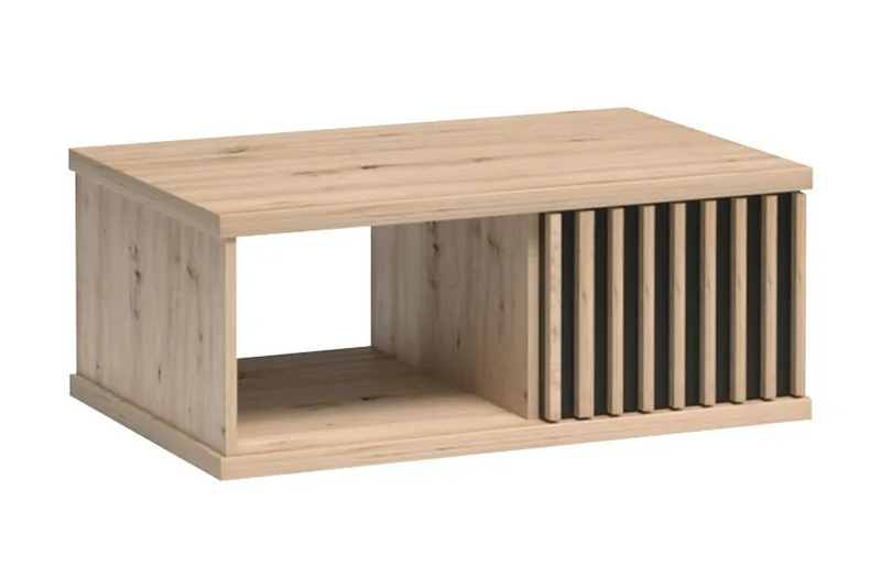 Aldbrough Soffbord 90 cm med Förvaring Hylla + Låda - Trä/Svart — Trä/Svart