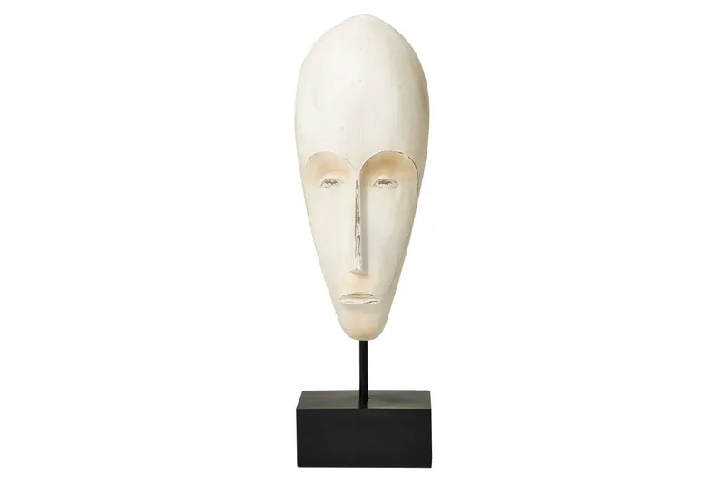 Aldourie Dekoration Mask med Metallfot - Vit/Svart — Vit/Svart