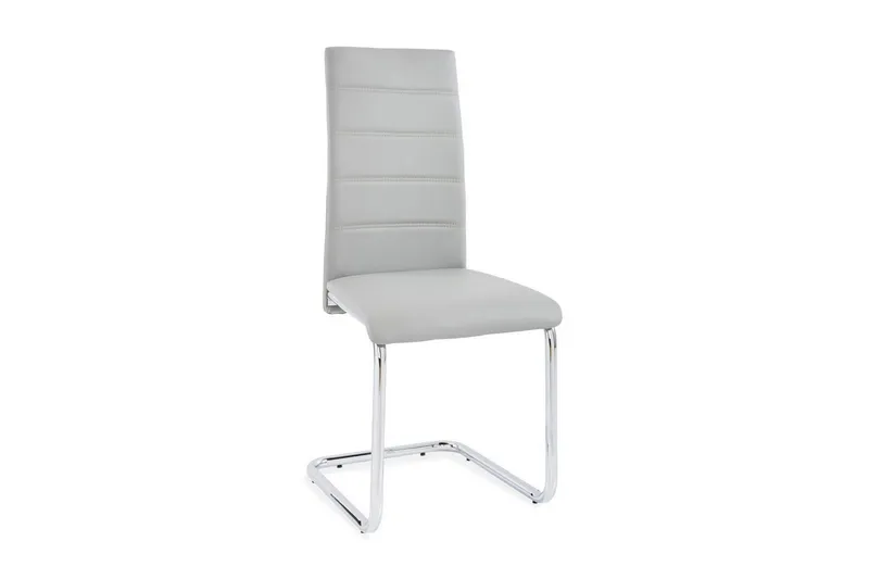 Aleia Matstol Konstläder 4-pack - Ljusgrå/Krom — Loft24