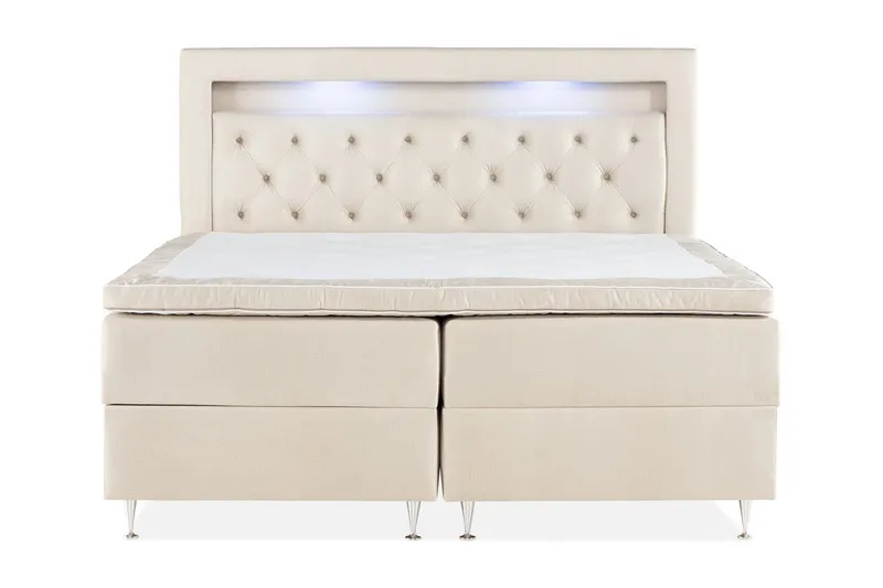 Alessia Komplett Sängpaket med Förvaring LED-belysning 180x200 cm - Beige — Cloud47