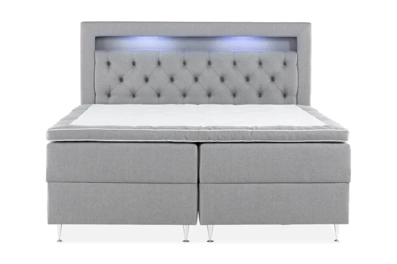 Alessia Komplett Sängpaket med Förvaring LED-belysning 180x200 cm - Grå — Cloud47