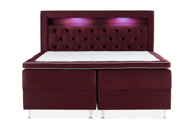 Alessia Komplett Sängpaket med Förvaring LED-belysning 180x200 cm - Röd — Cloud47