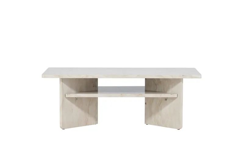 Ålesund Travertin Soffbord Rektangulärt 120x60 cm med Förvaring - Beige — Venture Home