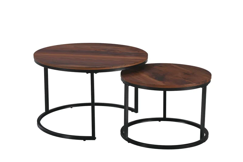 Alex Satsbord 76 cm Runt - Valnöt/Svart — Basic Home