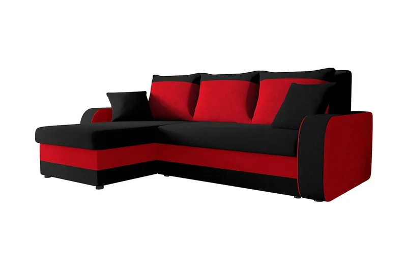 Alvared 3-sits Hörnbäddsoffa Universal - Grå/Röd — Majestic Furniture