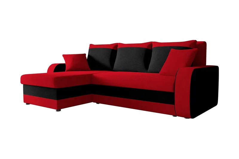 Alvared 3-sits Hörnbäddsoffa Universal - Röd/Grå — Majestic Furniture