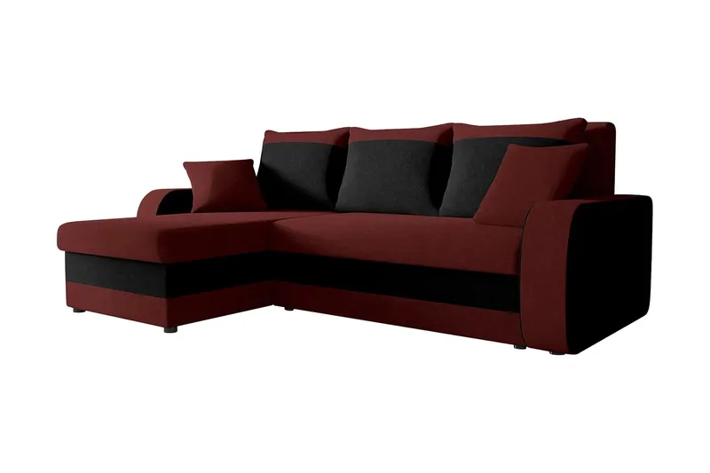 Alvared 3-sits Hörnbäddsoffa Universal - Röd/Svart — Majestic Furniture